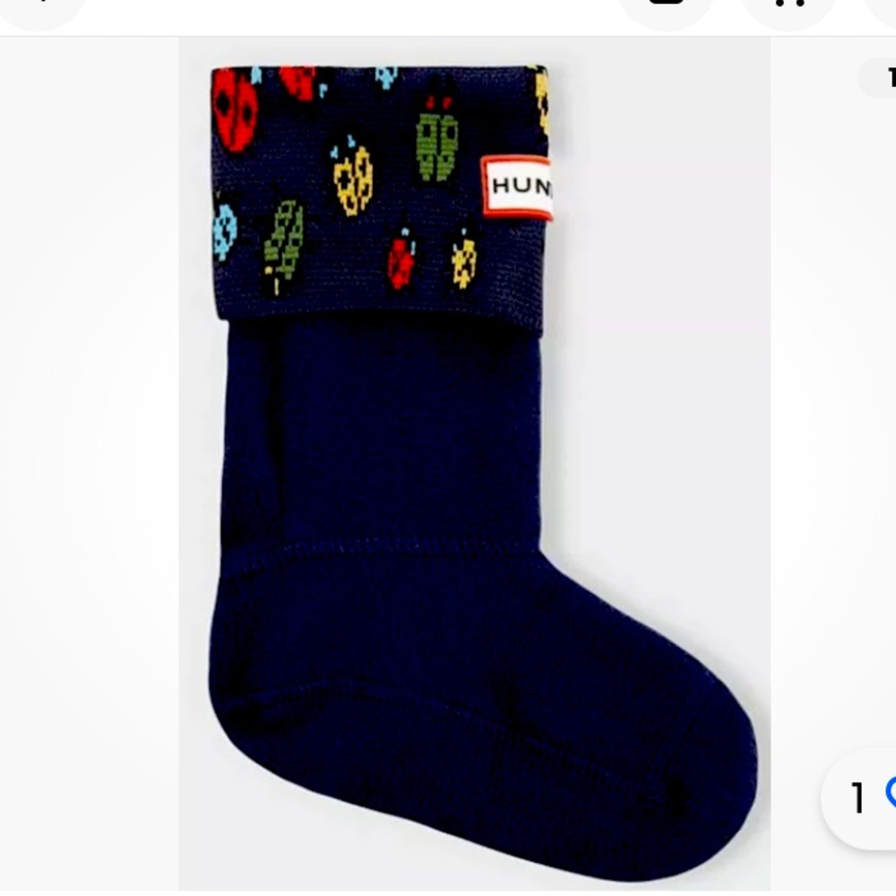 New Hunter Original Kids Boot Socks Ladybird/ Ladybug Print, Navy Size M